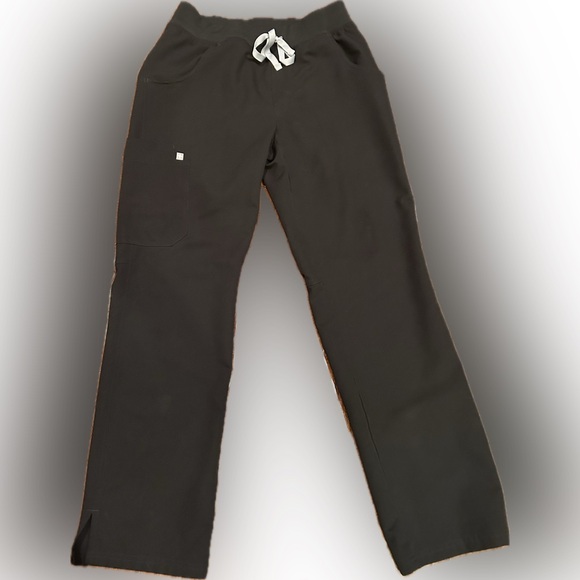 Figs Pants - Black soft comfy woman's size small Fig straight-Leg scrub Pants side pockets